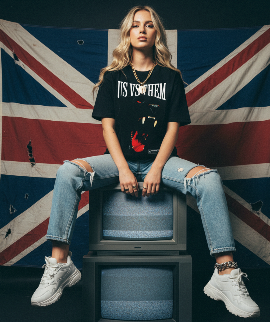 US VS THEM Oversized Panther Statement Tee